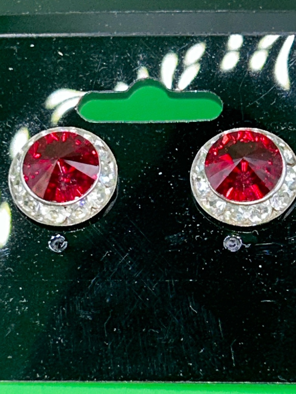 Red Crystal Halo Stud Earrings - Women Jewelry